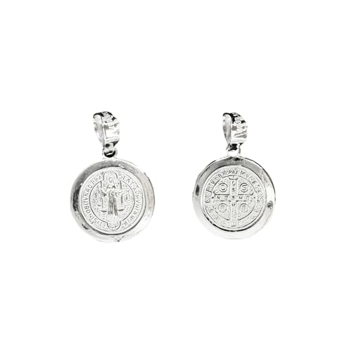 Dije Plata Medalla San Benito Forma Circular + Cadena Plata Calibre 40 45 Cm De Largo Ideal Regalao Boda Bautizo Primera Comunión XV Años Graduaciones Unisex