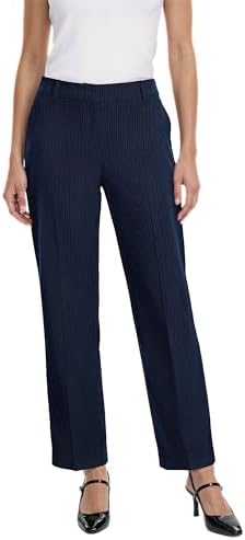Lee Women's Relaxed Fit Side Elastic Pleated Pant, Black, 4 Long