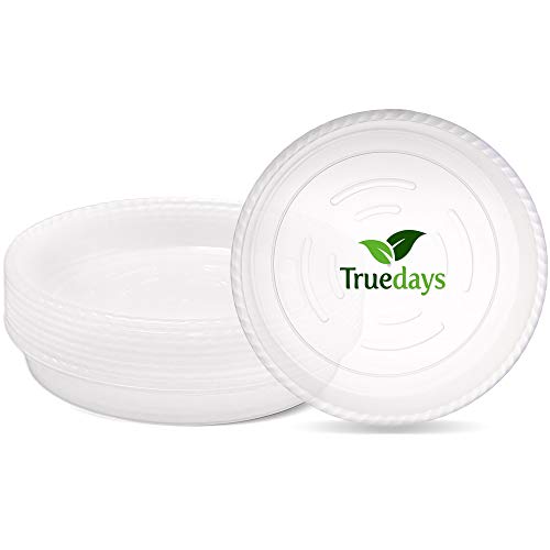 TRUEDAYS 8 Inch 10 Pack Clear Plant Saucers, Durable Thicker Round Clear Flower Plant Trays for Recycle Outdoor Indoor Use
