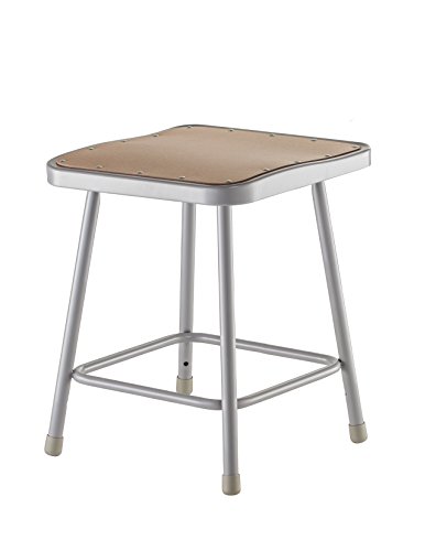 National Public Seating6318 Steel Stool with 18" Square Hardboard Seat, Grey