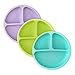 Hippypotamus Toddler Plates with Suction - Baby Plates - 100% Food-Grade Silicone Divided Plates - BPA Free - Dishwasher Safe - Set of 3 (Lavender/Lime/Teal)