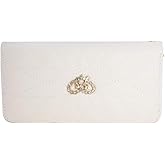 Jinweixb Women's long wallet with crystal bow, women's ultra-thin wallet with wristband, large capacity phone case, white, 7.67 x 3.93 inches