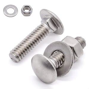 M8-1.25 x 16mm (8 Sets) Stainless Steel Carriage Bolt DIN603 with Hex Nut and Flat Washer, 304 Stainless Steel 18-8, by Glvaner