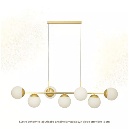 Lustre Pendente Jabuticaba 7 globos E27 Alumínio Dourado