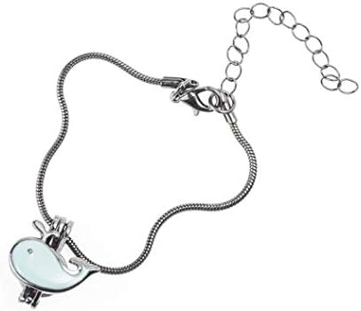 Juanquan Aromatherapy Essential Oil Diffuser Dolphin Pendant Bracelet Stainless Steel Chain Jewelry/Smooth Pendant Bangle Black 20+5cm Adult