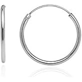 Hoops & Loops Sterling Silver 1.2mm Endless Hoop Earrings, 12mm - All Metals