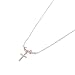 Girl's 925 Silver Necklace with Cross Pendant Made with Light Rose Swarovski Crystals, 16