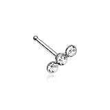 Triple Linear Gem Nose Stud Ring