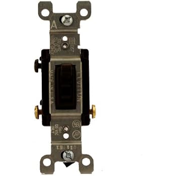 Leviton 1453-CP 15 Amp, 120 Volt, Toggle Framed 3-Way AC Quiet Switch, Residential Grade, Non-Grounding, Quickwire Push-In & Side Wired, Brown