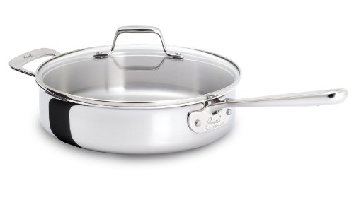 Emeril by All-Clad E9833764 PRO-CLAD Tri-Ply Stainless Steel Dishwasher Safe Saute Pan Cookware, 4-Quart, Silver