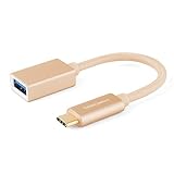 Type C Adapter, CableCreation 0.5ft USB C to USB 3.0 Female Adapter Cable, USB-C OTG Cable, Compatible MacBook Pro,Galaxy S8/S8+, Pixel XL 2, More Type C Devices, 0.15M/ Gold