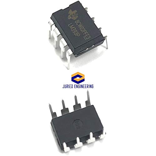 Texas Instruments LM393P LM393 IC Dual Differential Comparator & 8-Pin DIP Sockets with Machined Contact Pins Breadboard-Friendly (Pack of 5)