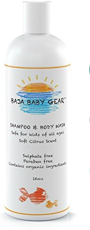 Baja Baby (3) Citrus Shampoo and Body Wash - 16 fl oz - FREE of Sulphates, Parabens and Phosphates - Organic, Natural Baby Wash - Gentle for Kids of All Ages