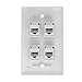K-Musculo Ethernet Wall Plate, 4 Port Cat 6 RJ45 Keystone Female to Female Wall Plate Compatible with Cat7/6/6e/5/5e Ethernet Devices(2 x Screws Included)