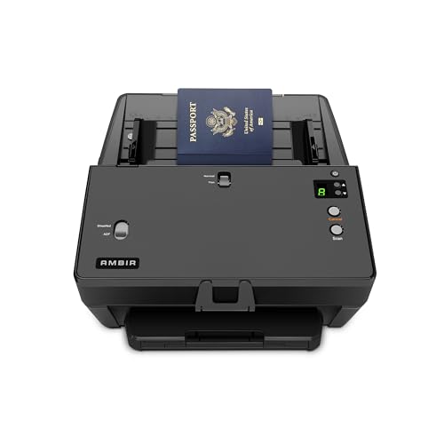 AMBIR nScan DS1060-AS 60 ppm High-Speed Document, Card and Passport Scanner, 9 Programmable scan Modes, Supports-Color, Black/White & Grayscale, Versatile, Double-Sided scanning, USB, Windows ONLY