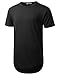 URBANCREWS Mens Hipster Hip Hop Cotton Elong Crewneck T-Shirt Black Medium