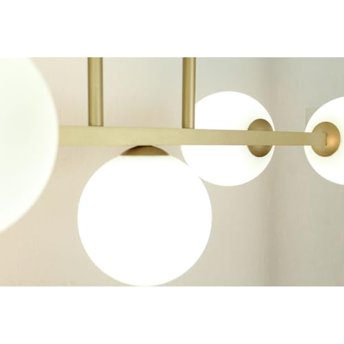 Lustre Pendente Jabuticaba 5 Globos Quadrado Soquete G9 12cm (Dourado Leitoso)