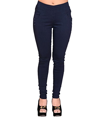 superior washer & gasket women's lycra jeggings - navy blue