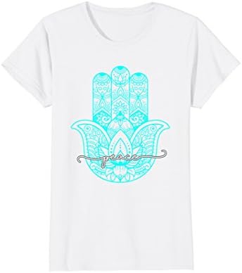 Womens Peace Hamsa Yoga Gym T-Shirt XL White