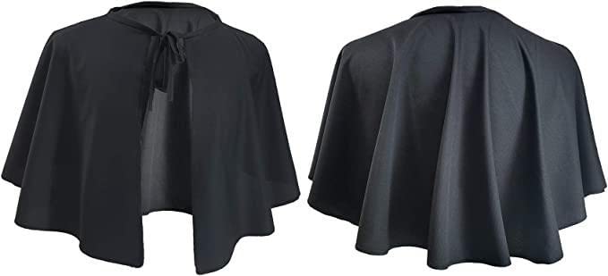The Dragons Den Adults Black Mantle Half Cape Cosplay Cloak Halloween Fancy Dress Accessory
