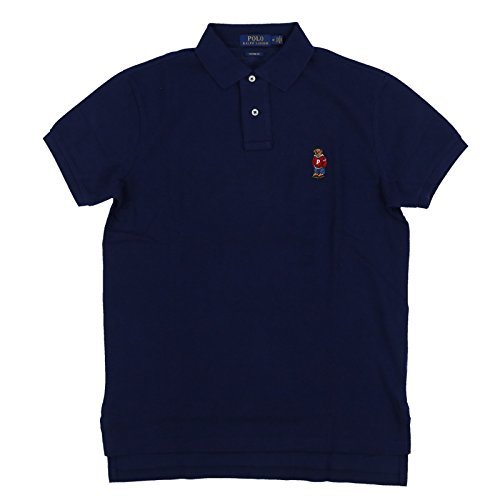 Polo Ralph Lauren Men Custom Fit Mesh Polo Shirt Navy Bear (X-Large)