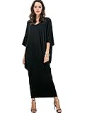 Verdusa Women's Loose Batwing Dolman Sleeves Maxi Long Boho Dress Black L