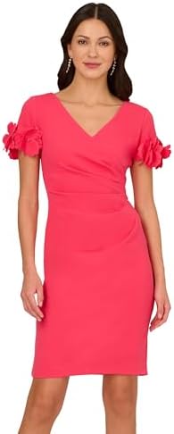 amy formal crepe faux pearl sleeve midi dress Adrianna Papell Knit Crepe Pearl Midi Dress