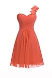 Deardresses Women's One-shoulder Chiffon Short Bridesmaid Prom Dress