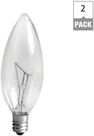 E12 Bulb for Salt Lamps. Incadescent 15 Watt Light Bulb in Candelabra Size. Two Pack