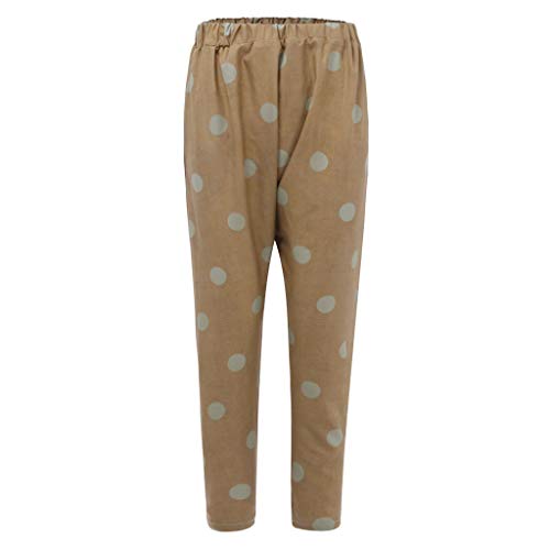 Botrong Plus Size Women Wide Leg Pants Trousers Loose Casual Pants (Khaki,M) - Thumbnail 4