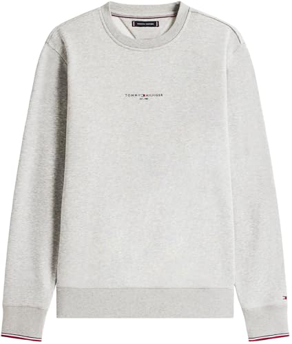 Tommy Hilfiger Sweatshirt Hombre Tipped con Cuello Redondo, Gris (Light Grey Heather), XS