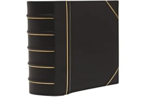 KLEER VU Executive Binder, English Leather, Hand Stitching and Ribbed Spine, Heavy Duty 3" Inch, 3 D-Ring with Buster, Black and Gold (3" inch)