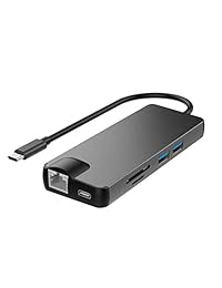 USB C Hub, adaptador tipo C, 8 en 1, USB C Thunderbolt 2 Hub 4 K HDMI Salida, USB C Pass Through Carga, lector de tarjetas SD 2 puertos USB 3.0 MacBook, Chromebook, Surface Book More USB C Devices