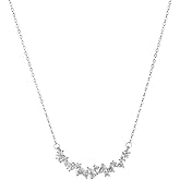 NLMSKI Blossom Vine Leaf Crystal Cluster Bar Pendant Dainty Chain Necklace Two Colors For Women Statement Minimalist Gold Color Silver Color Adjustable