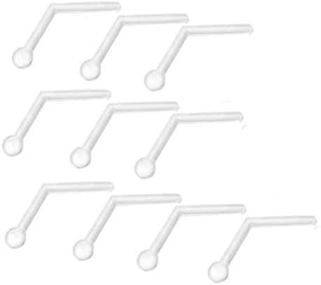 Pack of 18G 10pcs Transparent Acrylic L Shaped Pin Nose Bone Studs Piercing