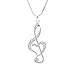 Spinningdaisy Silver Plated Crystal Treble Clef Necklace (Clear Crystals with Silver)