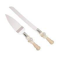 senover Rustic Wedding Cake Knife and Server Set,Wedding Cake Knife Serveing,Rustic Wedding Cake Knife Set for Parties Weddings Birthdays Anniversaries