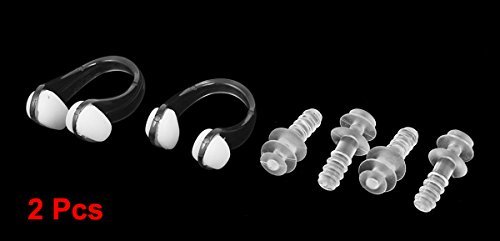 DealMux 2 Sets Soft Silicone Training Swimming Nose Clip + Earplugs Clear