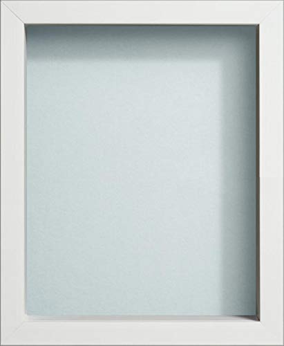 Radcliffe White Wooden Deep 3D Box Frame 18x14 inch, Light Blue Backing Board * Choice of Sizes* Fitted with Real Glass — image 1