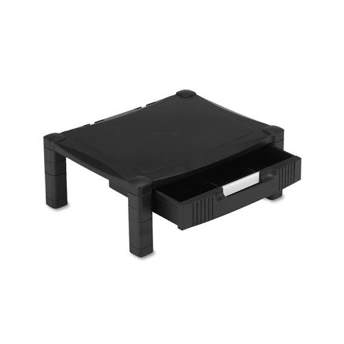 Kantek Height-Adjustable Monitor/Laptop Stand with Drawer, 17 X 13 X 3 to 6-1/2 Inches, Black (MS420)