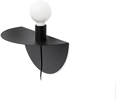 Nordic Modern Maca Long Wall Lamp Bedroom Living Room Corridor Iron Set Shelf Decorative Wall Light ( Color : Black )