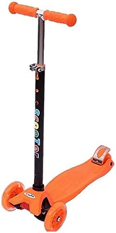 三方良し キックボード 3輪 子供 Led 光るホイール キックスケーター 子供用 キックスクーター キッズ Scooter 三輪車 プレゼント オレンジ メイルオーダー 誕生日 フットブレーキ イージースケーター