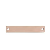 4 Count Rose Gold Plated Rectangle Bar Metal Stamping Blank Tag with Two Holes 38mm x 6mm