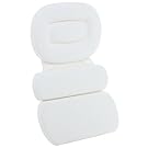 MyGift Soft Luxurious Foam Padded Large White Spa Bath Pillow/Hot Tub Head & Back Cushion