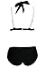 EVALESS Womens Cross Double Colored Padded Push Up Halter Bikini White/Black Medium Size