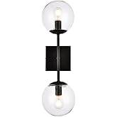 Living District Neri 2-Light Mid-Century Metal Wall Sconce in Black and Clear