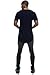 JC DISTRO Mens Hipster Hip Hop Cotton Elong Round Scallop Hemline Tshirt Navy Medium