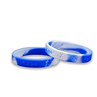 Fundraising For A Cause Pack of 50 Adult Blue & White Silicone Bracelets (50 Bracelets in a Bag)