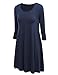 Lock and Love LL WDR930 Womens Round Neck 3/4 Sleeves Trapeze Dress XXL NAVY