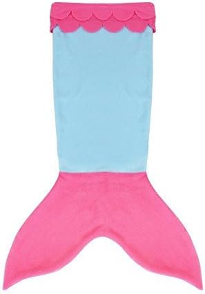 Mermaid Blanket /Tail Blanket - Mermaid Tail Blanket Super Soft Snug Blanket Snug Sleeping Bag Crystal Velvet Lovely Gift for Kids Child Girls Gift (Ages 3-12) (L124 x W104 cm, Blue Pink)